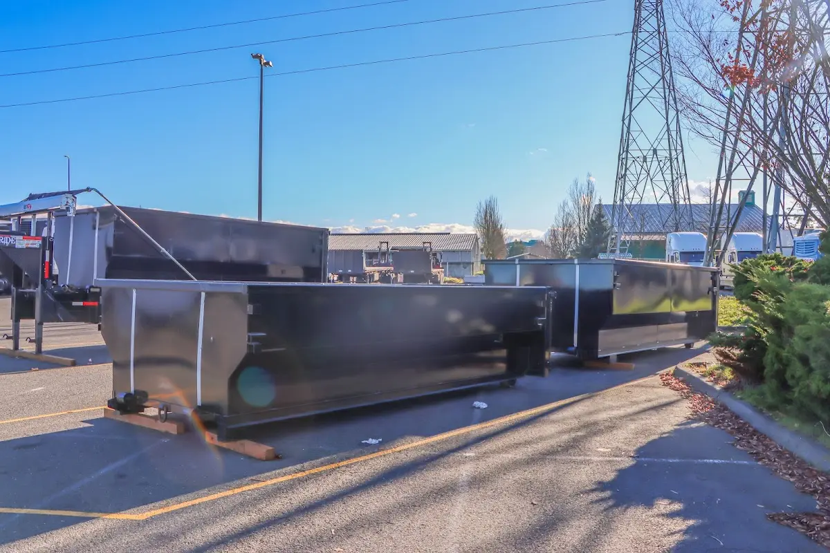 Roll-off dumpster ready for waste disposal at job site for 4 Yard Dumpster Rental in Steilacoom